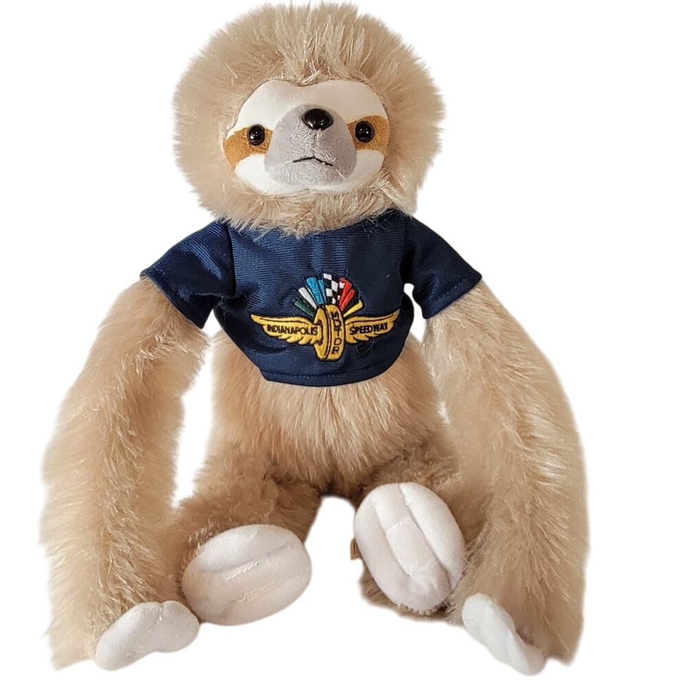 Indianapolis Speedway Sloth Plush Stuffed Animal Wearing Blue T-Shirt 15" FOCO